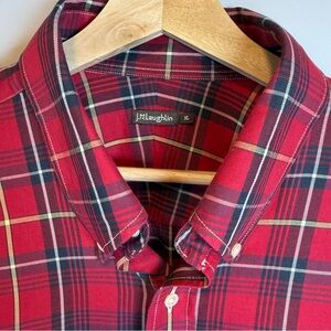J. McLaughlin Red Plaid Button Down Shirt Size XL Long Sleeve 100% Cotton